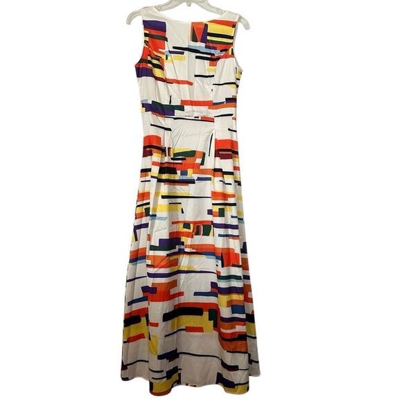 NWT Made With Love Geo Abstract Boat Neck Sleeveless Dress Multicolor Small - Picture 1 of 4